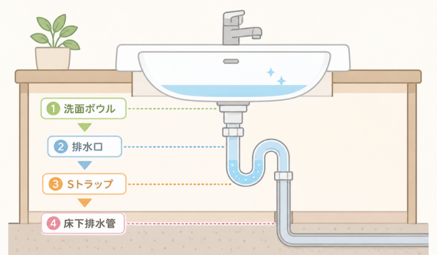 Ｓトラップ(排水トラップ)のイメージ
