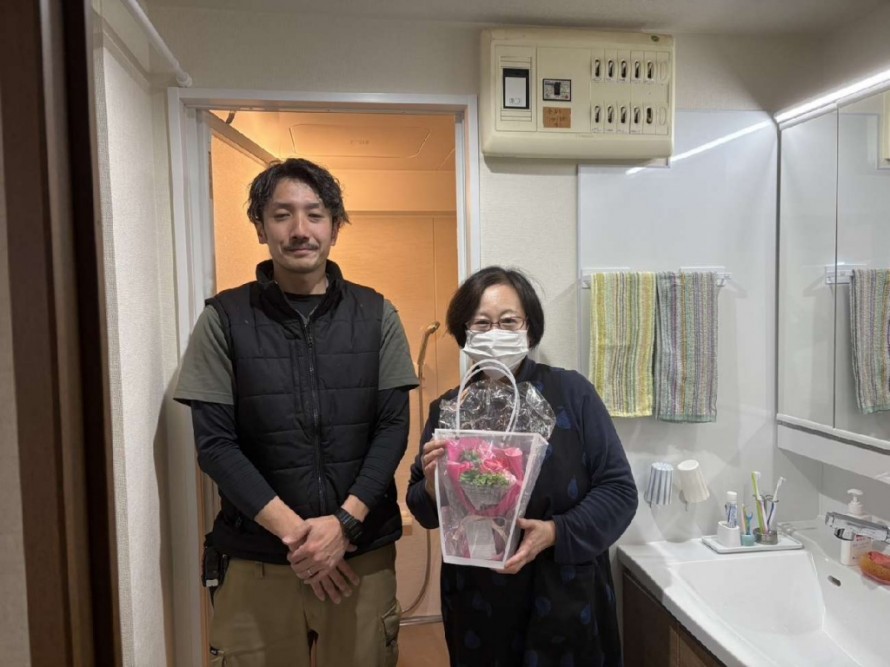 川越市でシステムバス、洗面脱衣室工事をさせていただきましたＨ様