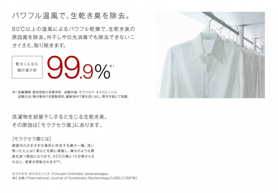 パワフル温風で生乾き臭を除去