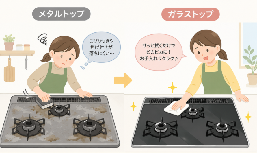ガラストップとメタルトップを比較