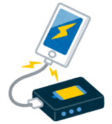 スマートフォンをリチウムイオンバッテリーで充電中